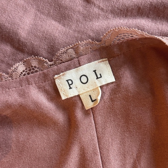 POL Large mauve/light Pink Lace Trim Sleeveless flowy Top - Picture 6 of 7